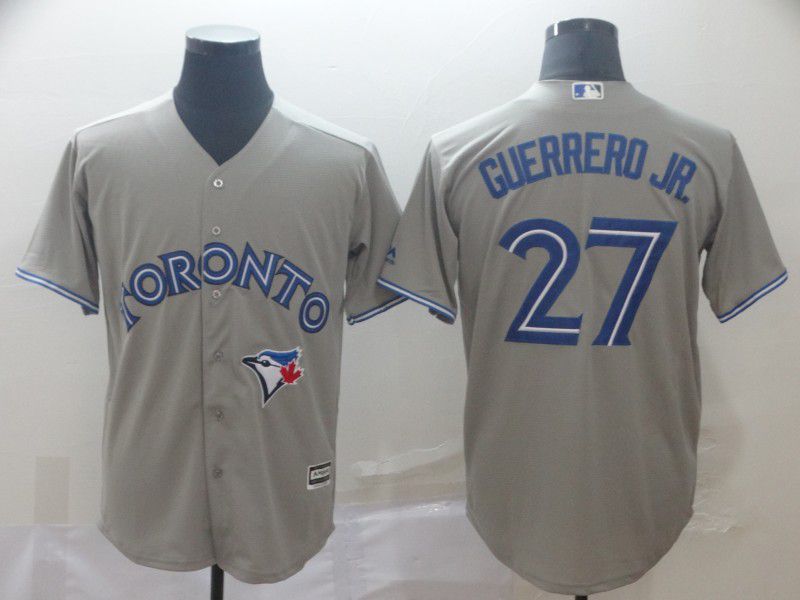 Men Toronto Blue Jays #27 Guerrero jr Grey Game MLB Jersey